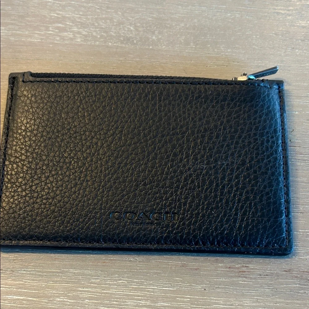 Coach Black‎ Textured Leather Card Case